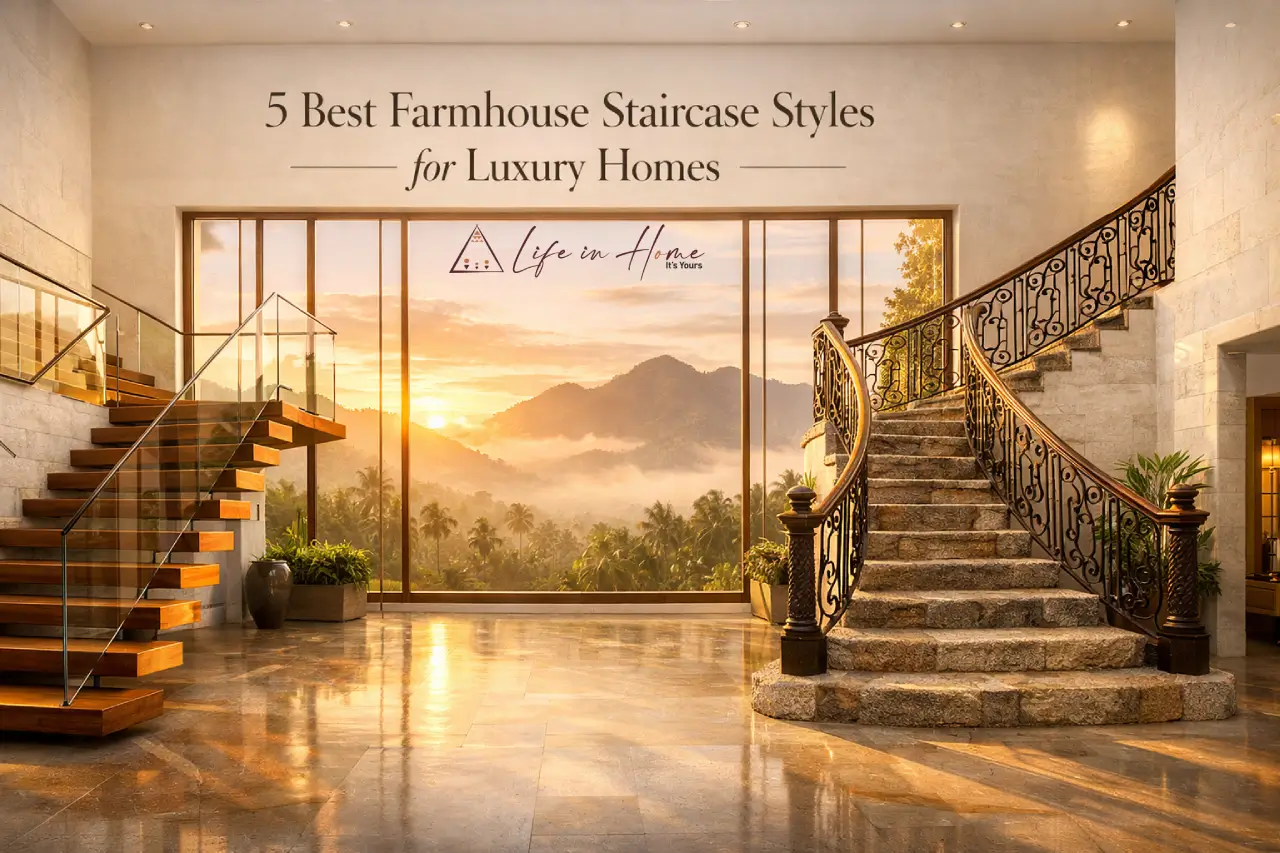 Masterclass Banner: Modern Floating Teak Stairs and Rustic Granite Staircase Designs for Luxury Coimbatore Homes.