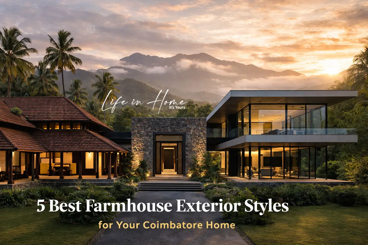 Masterclass Banner: Traditional Kerala Heritage vs Modern Glass Farmhouse Architecture in Coimbatore Hills.