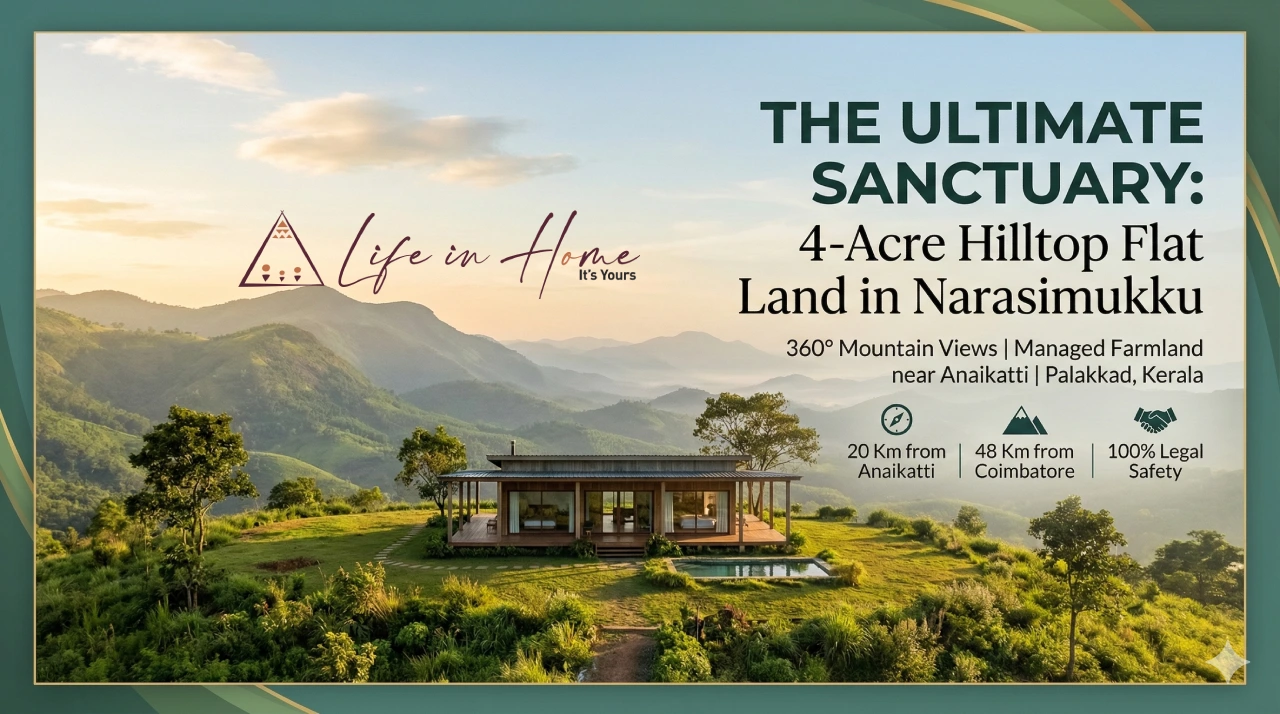 Narasimukku hilltop 4-acre sanctuary farmhouse land near Anaikatti 360 view project