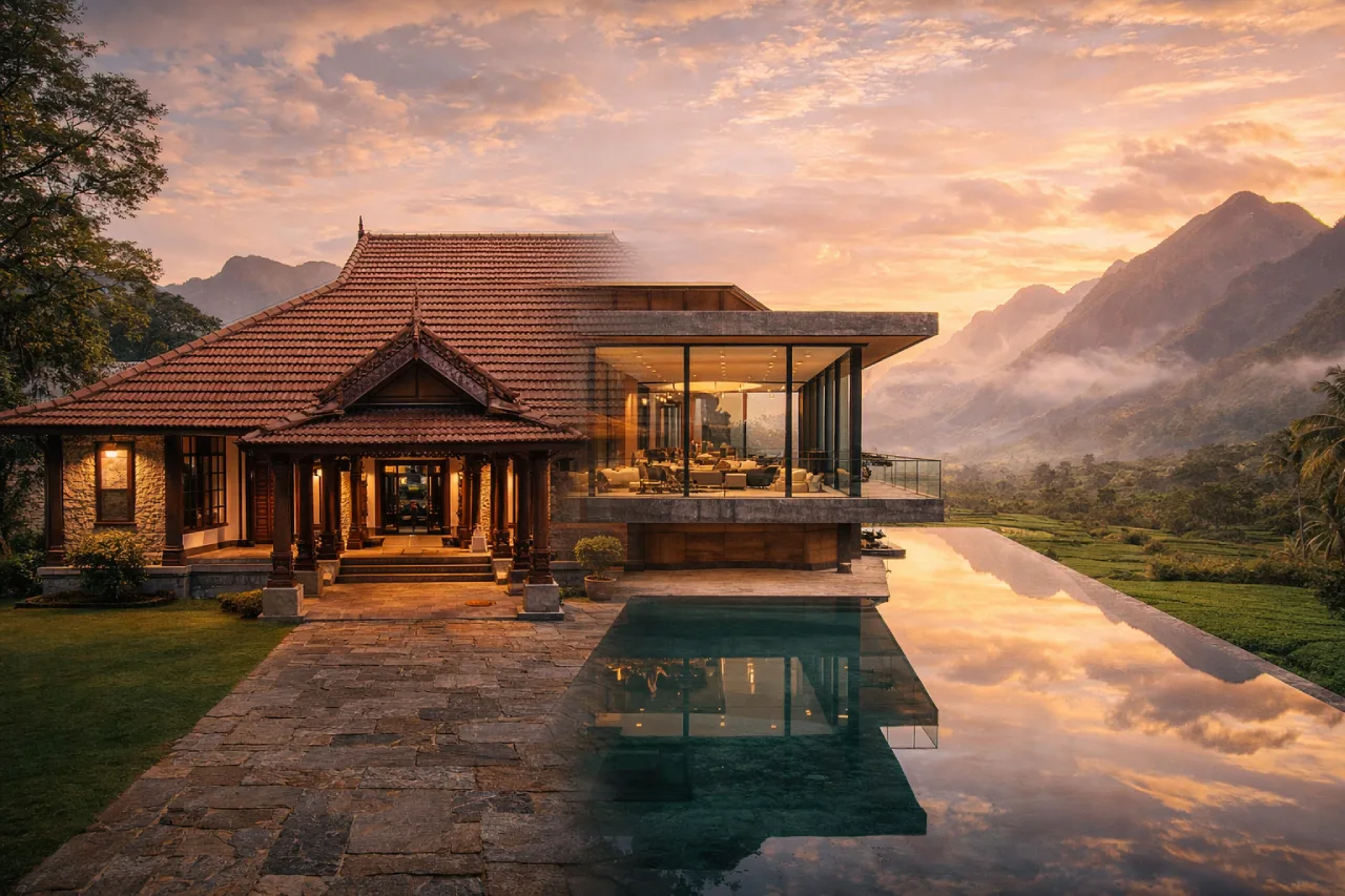 The Ultimate 2026 Guide to Luxury Farmhouse Design in Coimbatore—Traditional Kerala Architecture to Modern Glass Living in the Western Ghats.