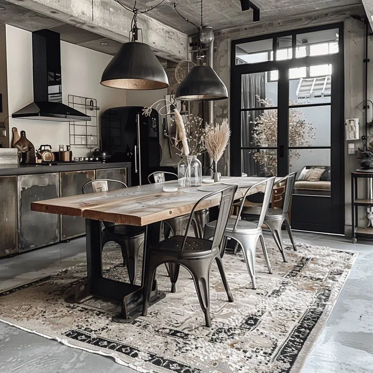 Traditional Kerala style dining hall (Oonu-Muri) with carved rosewood furniture and brass lighting—heritage NRI home in Palakkad.