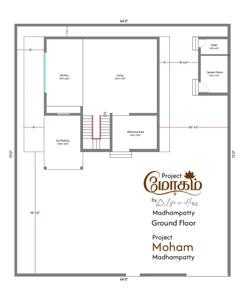 2221 sqft floor plan for project moham farmhouse construction in madampatti coimbatore